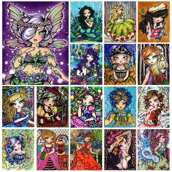 5D DIY Rajzfilm, Nagy Szemű Lány Gyémánt Festmény Pillangó Tök Hableány Kereszt Hímzés Hannahlynnart Kézzel készített Mozaik Art Ajándék