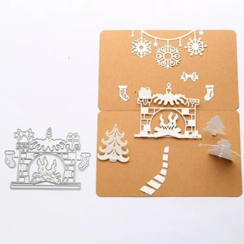 Karácsonyi sorozat vágás penész 2023 DIY papír kártya folyamat penész fém szénacél vágás penész Karácsonyi kandalló készlet