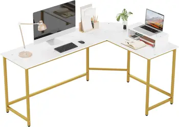 L Alakú Számítógépes Asztal a Monitor Állvány, Megfordítható Sarok Íróasztal Home Office, Modern PC Munkaállomás Tanulmány Írása Táblázat